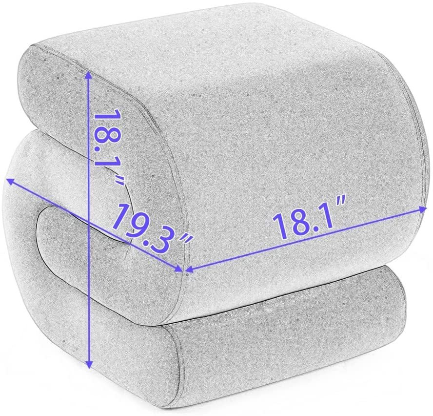 SZLIZCCC S-Shape Velvet Ottoman, Vanity Stool Upholstered Footrest Ottoman Stool Dressing Chair Makeup Rest Stool Chair for Makeup, Living Room, Bedroom(White)