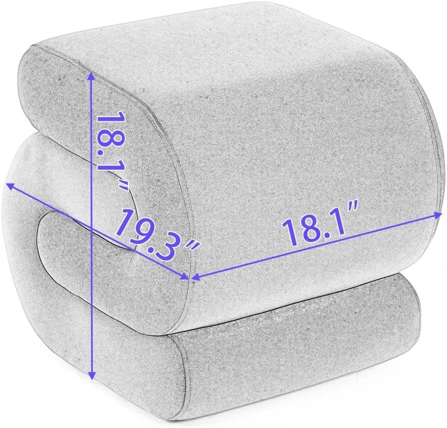 SZLIZCCC S-Shape Velvet Ottoman, Vanity Stool Upholstered Footrest Ottoman Stool Dressing Chair Makeup Rest Stool Chair for Makeup, Living Room, Bedroom(White)