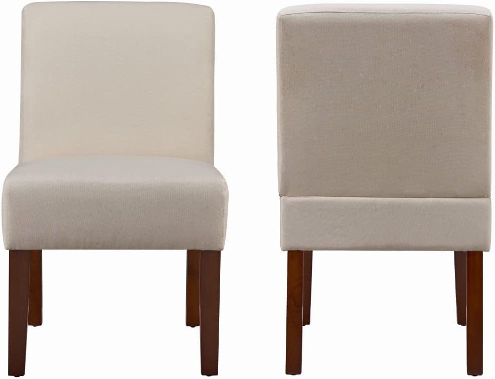 SZLIZCCC  Armless Accent Chair Set of 2, Slipper Chair with Side Table, Living Room Chair Solid Wood Legs Fabric Side Bedroom Chairs Upholstered Corner Side Chair Dinner Chair for Home, Office(Grey)