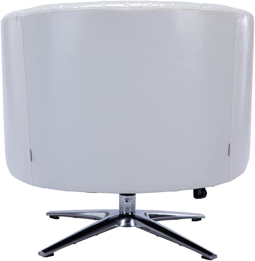 SZLIZCCC PU Swivel Barrel Chair, Velvet Swivel Accent Chair for Living Room with Nailheads and Metal Base 360 Degree Swivel Bucket Chair Armchair for Bedroom, Hotel, Office, Lounge, Nursery