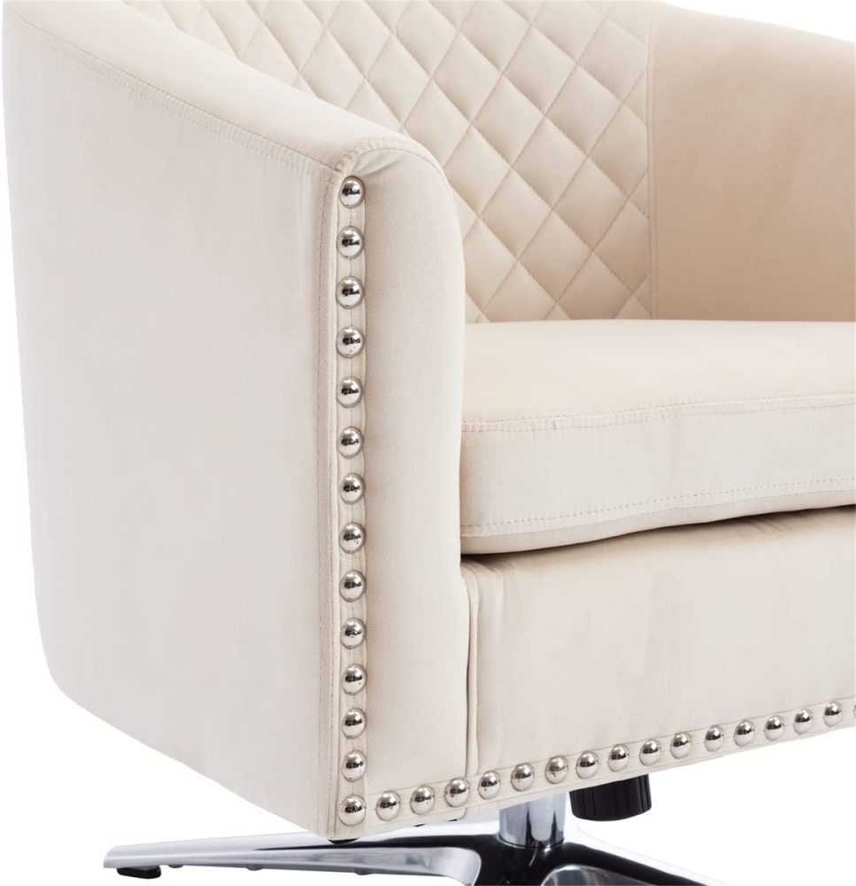 SZLIZCCC Swivel Barrel Chair, Velvet Swivel Accent Chair for Living Room with Nailheads and Metal Base 360 Degree Swivel Bucket Chair Armchair for Bedroom, Hotel, Office, Lounge, Nursery