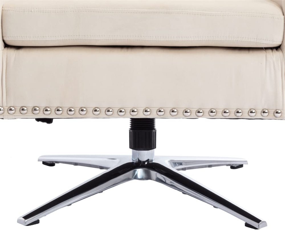 SZLIZCCC Swivel Barrel Chair, Velvet Swivel Accent Chair for Living Room with Nailheads and Metal Base 360 Degree Swivel Bucket Chair Armchair for Bedroom, Hotel, Office, Lounge, Nursery