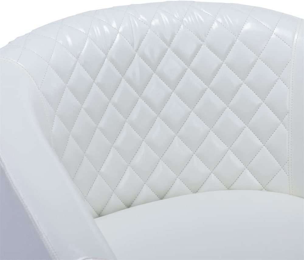 SZLIZCCC PU Swivel Barrel Chair, Velvet Swivel Accent Chair for Living Room with Nailheads and Metal Base 360 Degree Swivel Bucket Chair Armchair for Bedroom, Hotel, Office, Lounge, Nursery