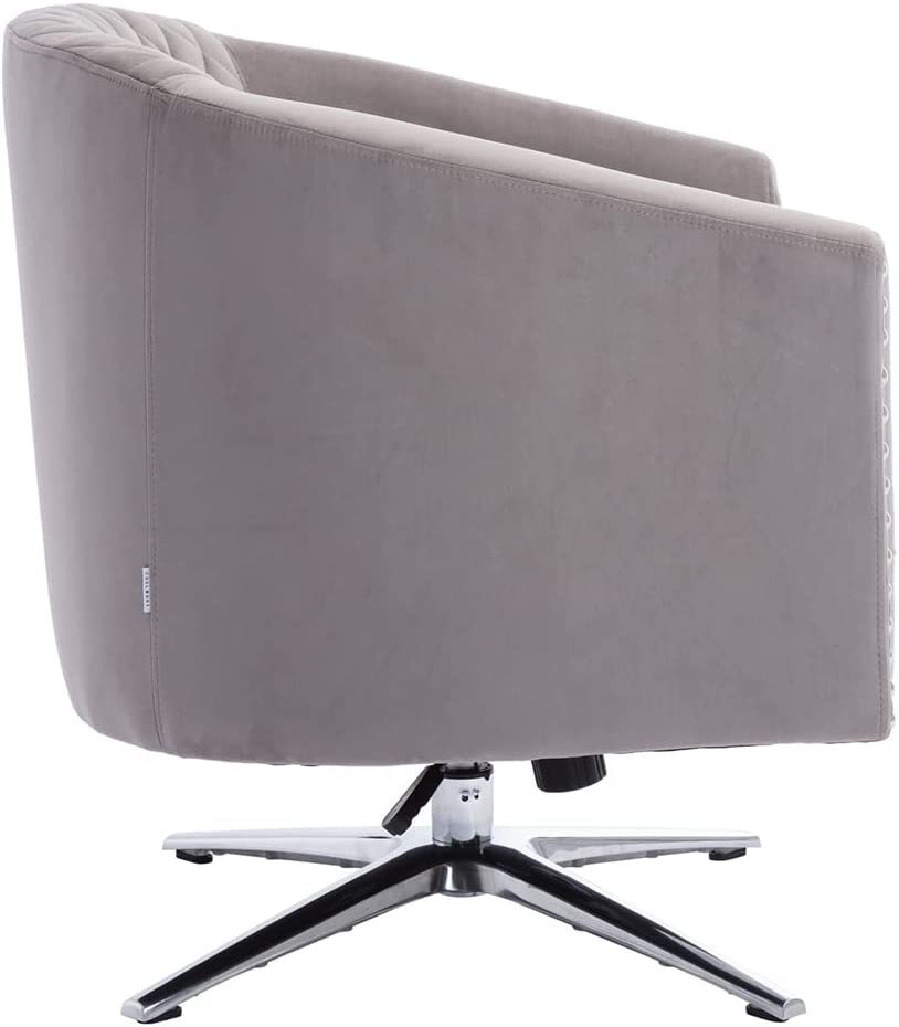 SZLIZCCC Swivel Barrel Chair, Velvet Swivel Accent Chair for Living Room with Nailheads and Metal Base 360 Degree Swivel Bucket Chair Armchair for Bedroom, Hotel, Office, Lounge, Nursery