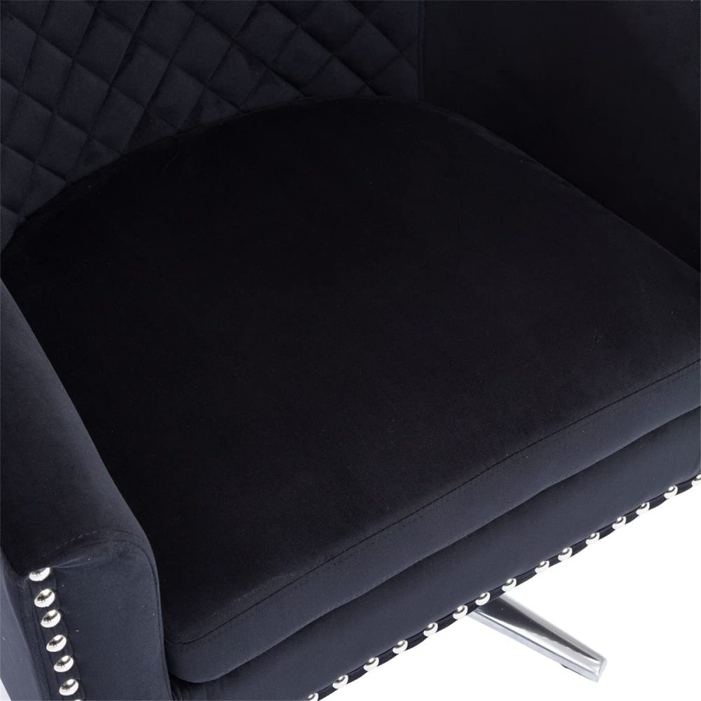 SZLIZCCC Swivel Barrel Chair, Velvet Swivel Accent Chair for Living Room with Nailheads and Metal Base 360 Degree Swivel Bucket Chair Armchair for Bedroom, Hotel, Office, Lounge, Nursery