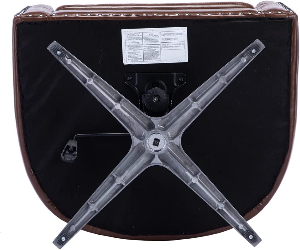 SZLIZCCC PU Swivel Barrel Chair, Velvet Swivel Accent Chair for Living Room with Nailheads and Metal Base 360 Degree Swivel Bucket Chair Armchair for Bedroom, Hotel, Office, Lounge, Nursery