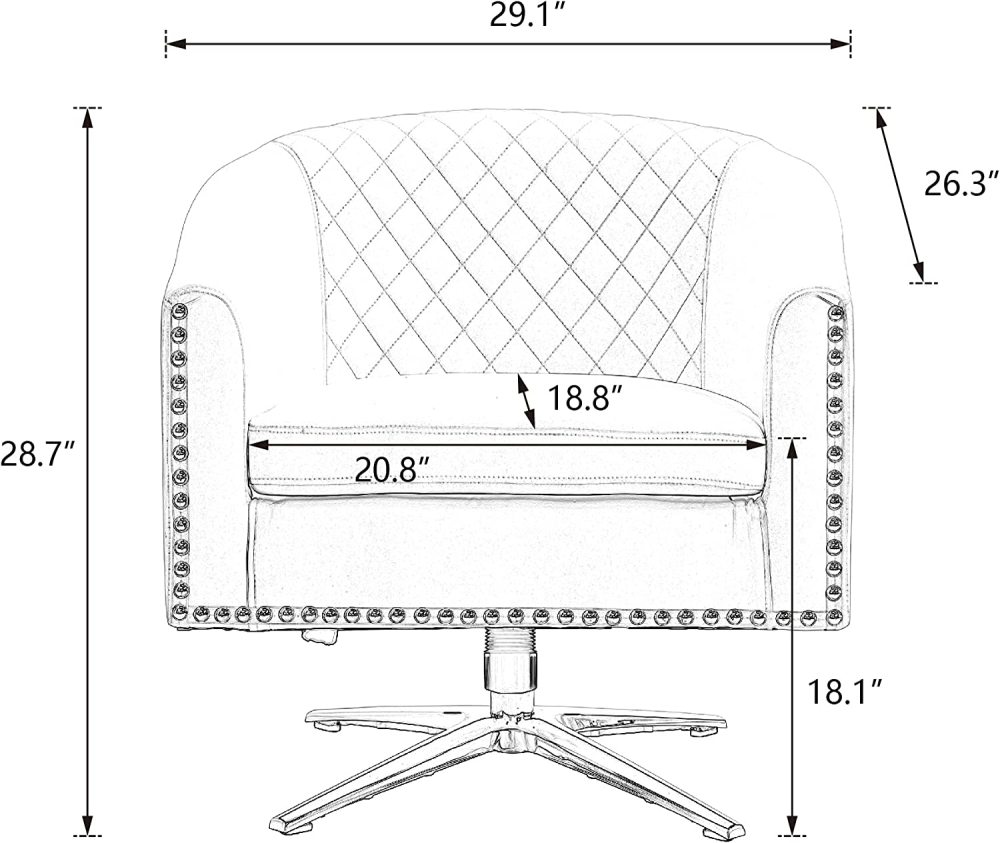 SZLIZCCC Swivel Barrel Chair, Velvet Swivel Accent Chair for Living Room with Nailheads and Metal Base 360 Degree Swivel Bucket Chair Armchair for Bedroom, Hotel, Office, Lounge, Nursery