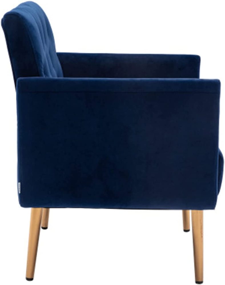 SZLIZCCC Square Velvet Accent Chair, Golden Metal Leg Single Sofa Chair, Living Room Chair, Bedroom Chair, Coffee Chair, Reception Chair