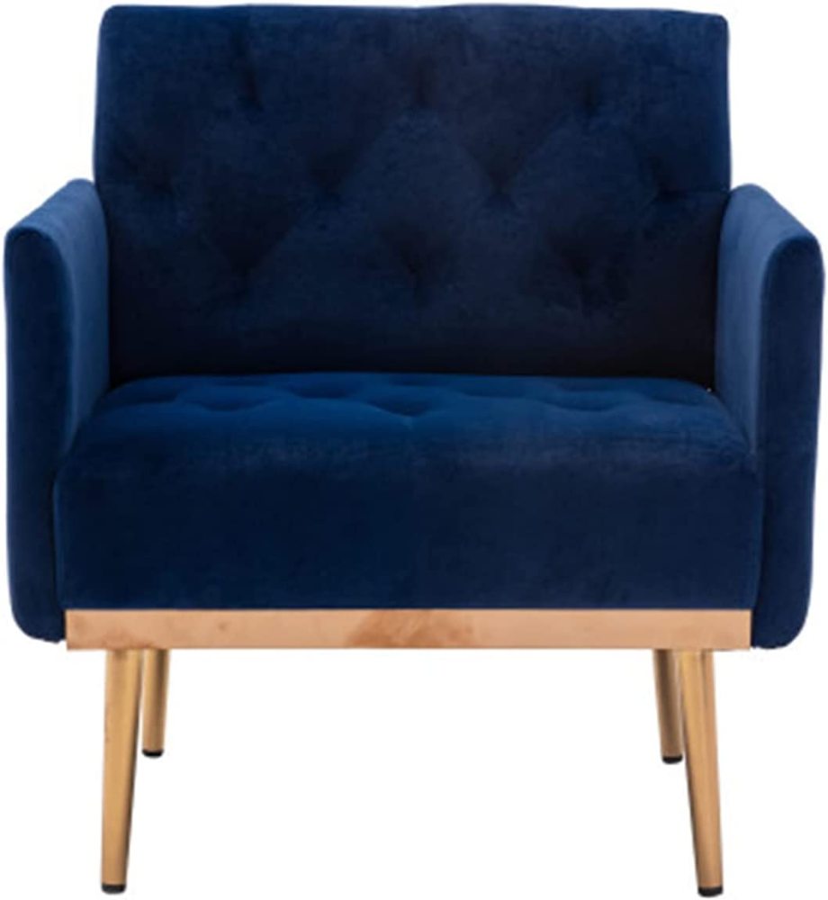 SZLIZCCC Square Velvet Accent Chair, Golden Metal Leg Single Sofa Chair, Living Room Chair, Bedroom Chair, Coffee Chair, Reception Chair