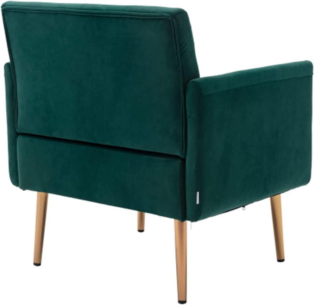 SZLIZCCC Square Velvet Accent Chair, Golden Metal Leg Single Sofa Chair, Living Room Chair, Bedroom Chair, Coffee Chair, Reception Chair