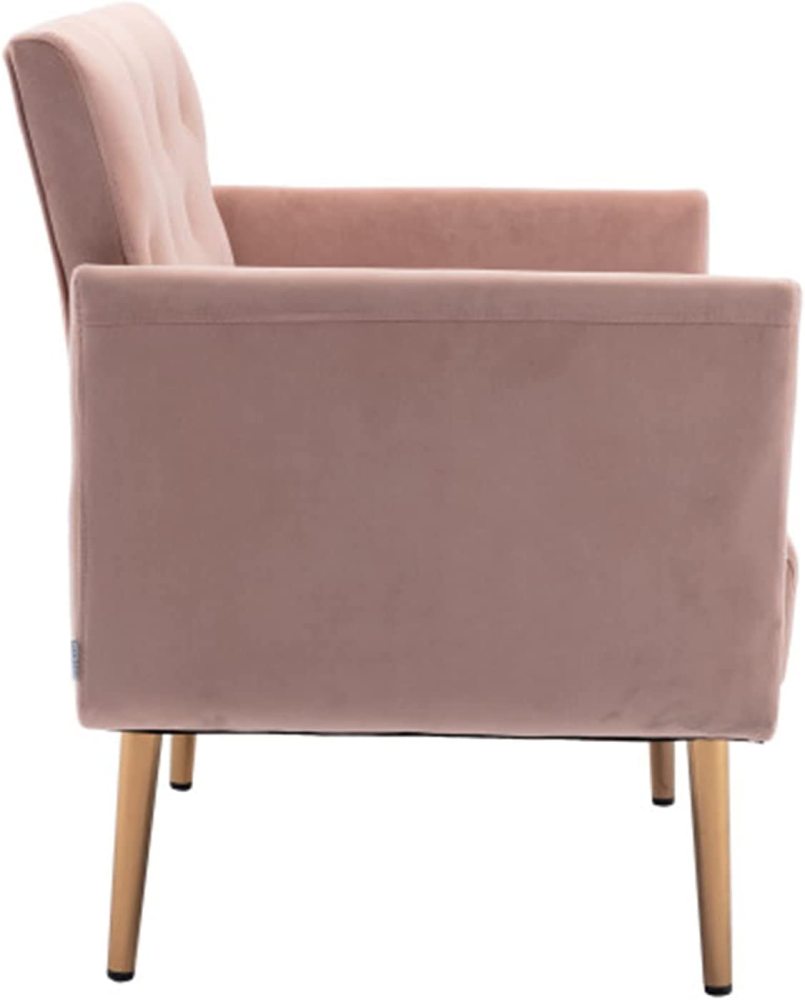 SZLIZCCC Square Velvet Accent Chair, Golden Metal Leg Single Sofa Chair, Living Room Chair, Bedroom Chair, Coffee Chair, Reception Chair