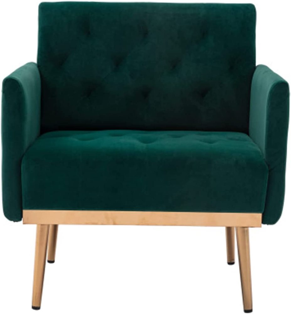 SZLIZCCC Square Velvet Accent Chair, Golden Metal Leg Single Sofa Chair, Living Room Chair, Bedroom Chair, Coffee Chair, Reception Chair