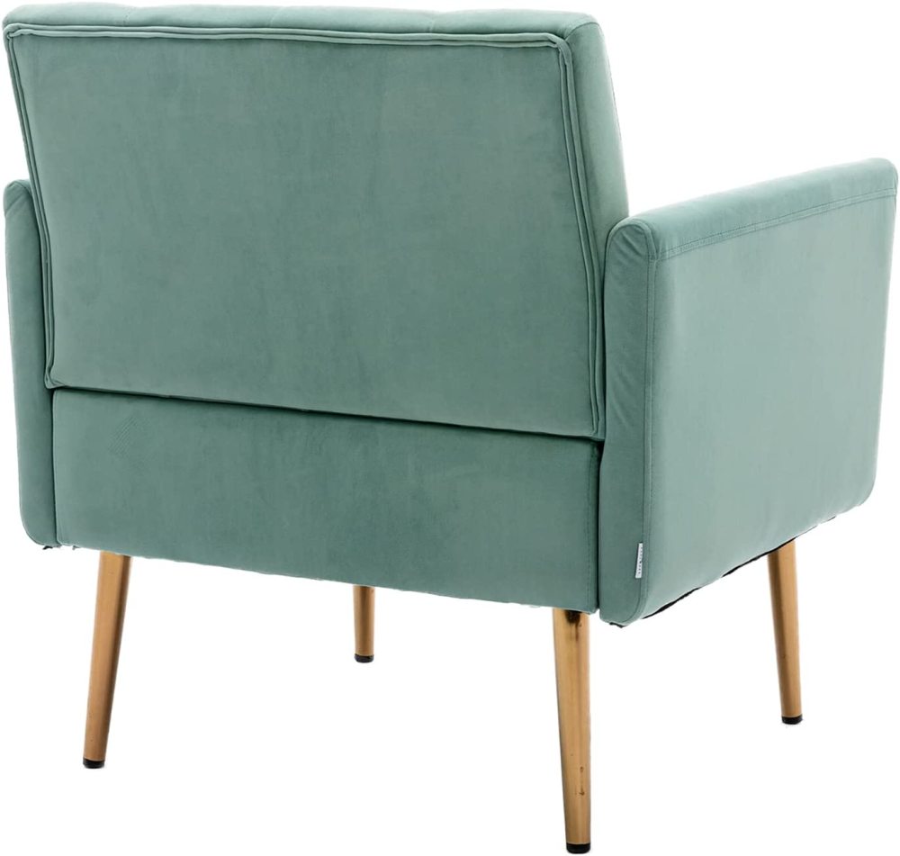 SZLIZCCC Square Velvet Accent Chair, Golden Metal Leg Single Sofa Chair, Living Room Chair, Bedroom Chair, Coffee Chair, Reception Chair