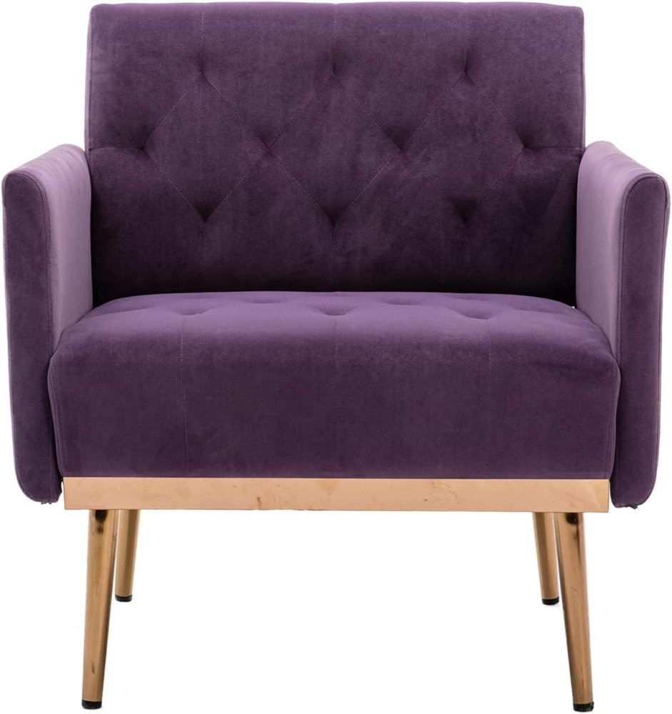 SZLIZCCC Square Velvet Accent Chair, Golden Metal Leg Single Sofa Chair, Living Room Chair, Bedroom Chair, Coffee Chair, Reception Chair