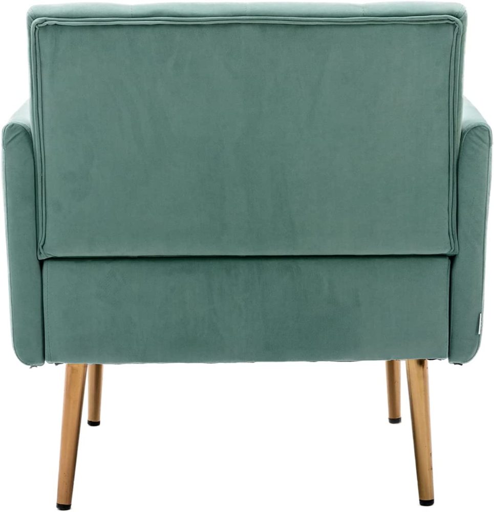 SZLIZCCC Square Velvet Accent Chair, Golden Metal Leg Single Sofa Chair, Living Room Chair, Bedroom Chair, Coffee Chair, Reception Chair