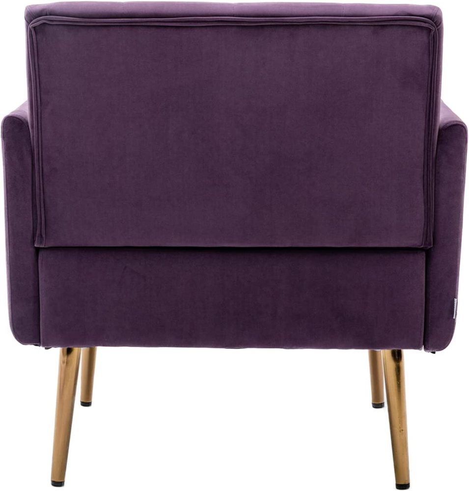 SZLIZCCC Square Velvet Accent Chair, Golden Metal Leg Single Sofa Chair, Living Room Chair, Bedroom Chair, Coffee Chair, Reception Chair