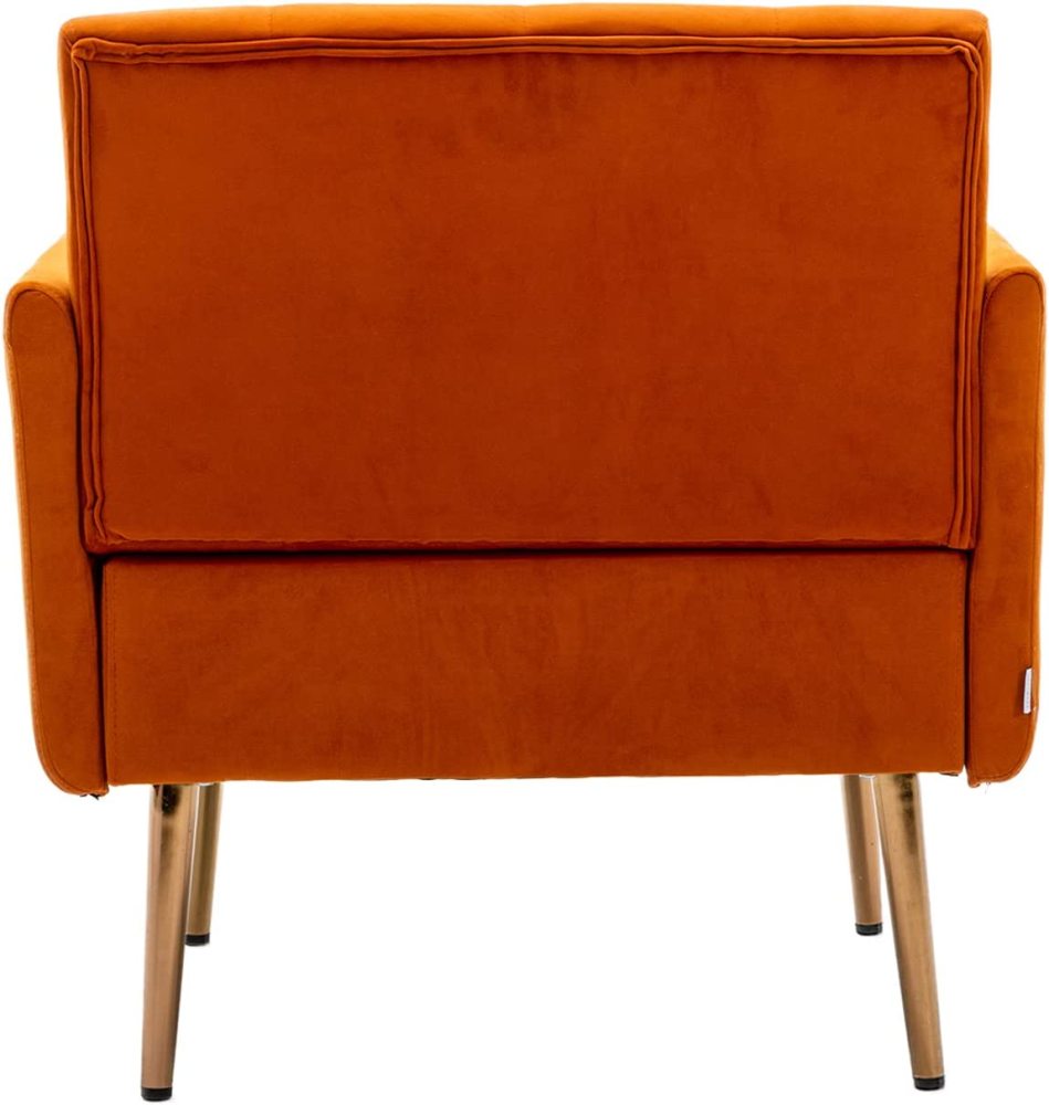 SZLIZCCC Square Velvet Accent Chair, Golden Metal Leg Single Sofa Chair, Living Room Chair, Bedroom Chair, Coffee Chair, Reception Chair