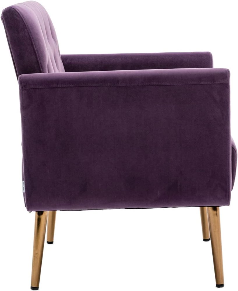 SZLIZCCC Square Velvet Accent Chair, Golden Metal Leg Single Sofa Chair, Living Room Chair, Bedroom Chair, Coffee Chair, Reception Chair