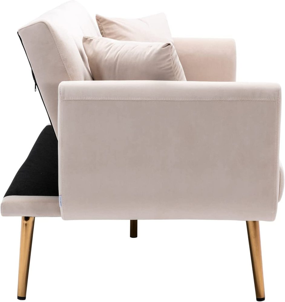 SZLIZCCC 63" Accent Sofa, Mid Century Modern Velvet Fabric Couch， Convertible Futon Sofa Bed ，Recliner Couch Accent Sofa Loveseat Sofa with Gold Metal Feet