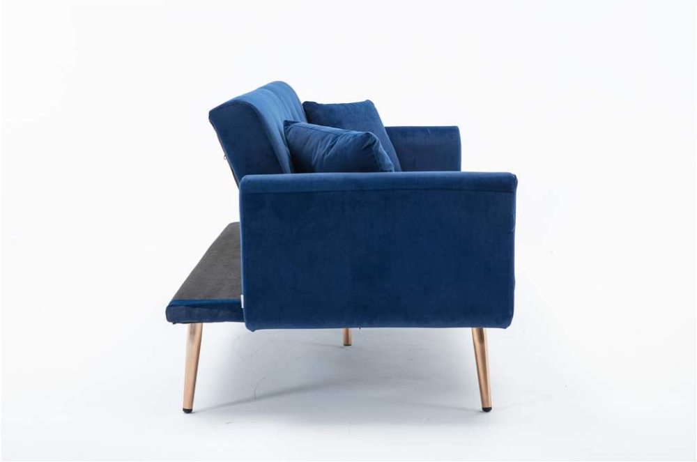 SZLIZCCC 63" Accent Sofa, Mid Century Modern Velvet Fabric Couch， Convertible Futon Sofa Bed ，Recliner Couch Accent Sofa Loveseat Sofa with Gold Metal Feet