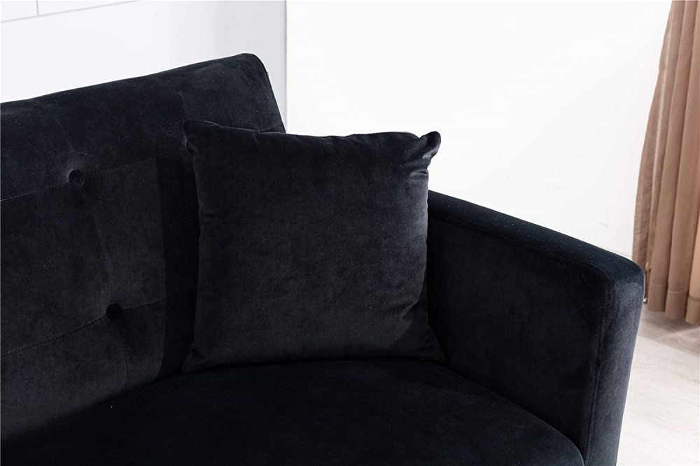 SZLIZCCC 63" Accent Sofa, Mid Century Modern Velvet Fabric Couch， Convertible Futon Sofa Bed ，Recliner Couch Accent Sofa Loveseat Sofa with Gold Metal Feet