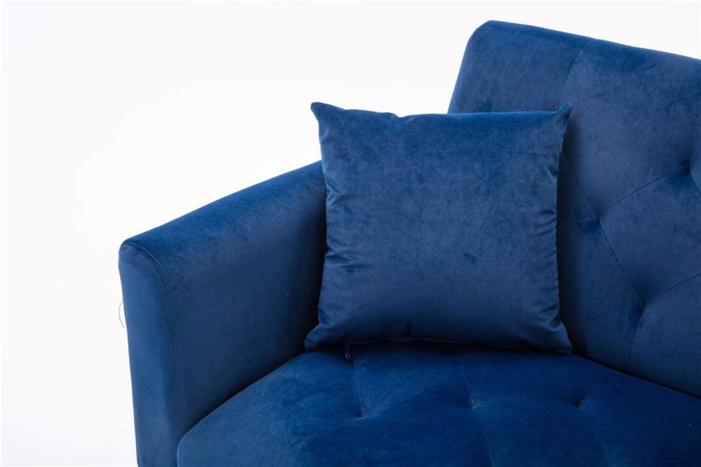 SZLIZCCC 63" Accent Sofa, Mid Century Modern Velvet Fabric Couch， Convertible Futon Sofa Bed ，Recliner Couch Accent Sofa Loveseat Sofa with Gold Metal Feet