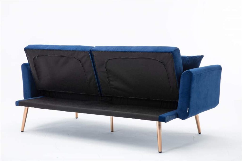 SZLIZCCC 63" Accent Sofa, Mid Century Modern Velvet Fabric Couch， Convertible Futon Sofa Bed ，Recliner Couch Accent Sofa Loveseat Sofa with Gold Metal Feet