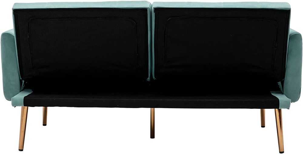 SZLIZCCC 63" Accent Sofa, Mid Century Modern Velvet Fabric Couch， Convertible Futon Sofa Bed ，Recliner Couch Accent Sofa Loveseat Sofa with Gold Metal Feet