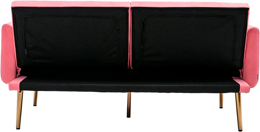 SZLIZCCC 63" Accent Sofa, Mid Century Modern Velvet Fabric Couch， Convertible Futon Sofa Bed ，Recliner Couch Accent Sofa Loveseat Sofa with Gold Metal Feet