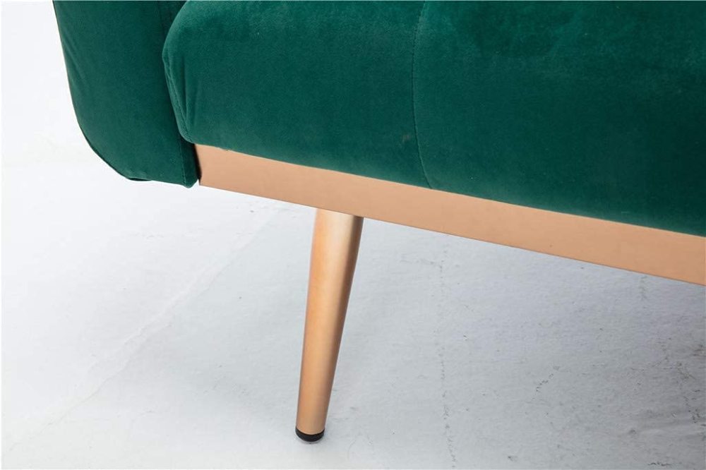 SZLIZCCC 63" Accent Sofa, Mid Century Modern Velvet Fabric Couch， Convertible Futon Sofa Bed ，Recliner Couch Accent Sofa Loveseat Sofa with Gold Metal Feet