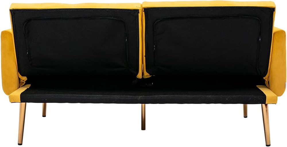 SZLIZCCC 63" Accent Sofa, Mid Century Modern Velvet Fabric Couch， Convertible Futon Sofa Bed ，Recliner Couch Accent Sofa Loveseat Sofa with Gold Metal Feet