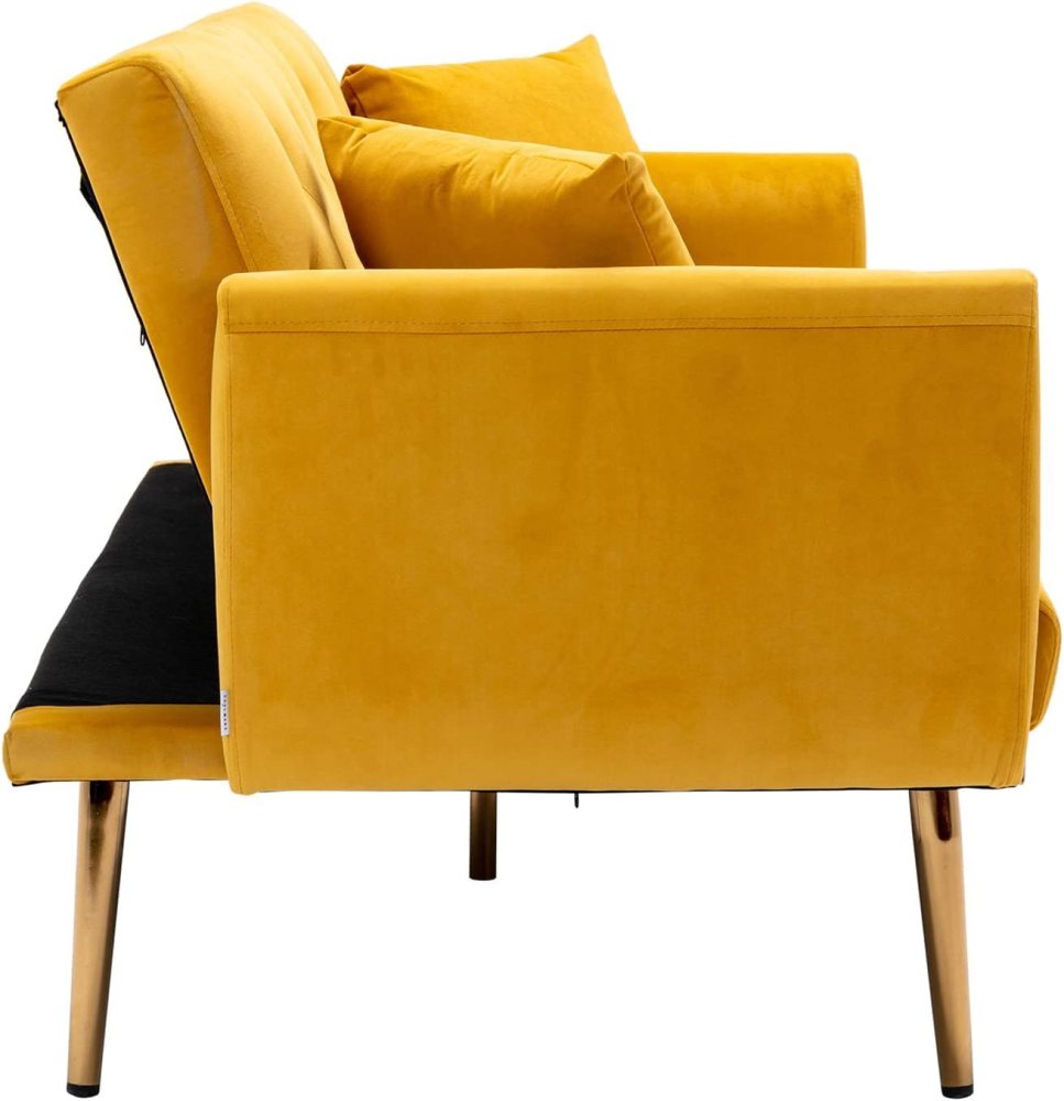 SZLIZCCC 63" Accent Sofa, Mid Century Modern Velvet Fabric Couch， Convertible Futon Sofa Bed ，Recliner Couch Accent Sofa Loveseat Sofa with Gold Metal Feet