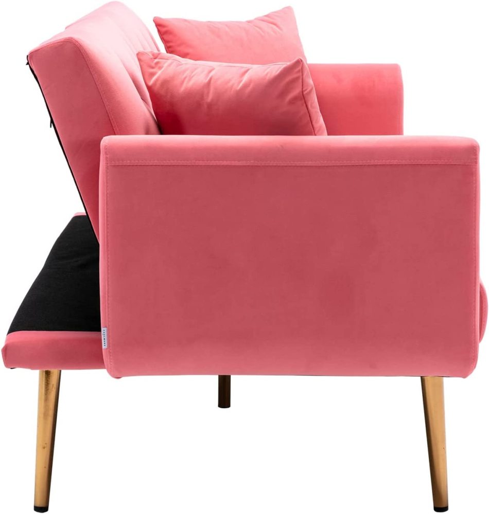 SZLIZCCC 63" Accent Sofa, Mid Century Modern Velvet Fabric Couch， Convertible Futon Sofa Bed ，Recliner Couch Accent Sofa Loveseat Sofa with Gold Metal Feet