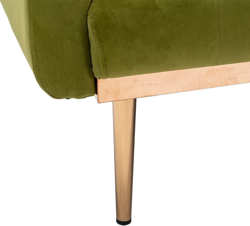 SZLIZCCC 63" Accent Sofa, Mid Century Modern Velvet Fabric Couch， Convertible Futon Sofa Bed ，Recliner Couch Accent Sofa Loveseat Sofa with Gold Metal Feet
