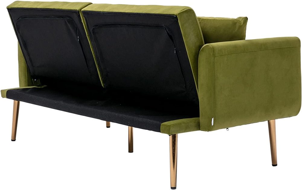 SZLIZCCC 63" Accent Sofa, Mid Century Modern Velvet Fabric Couch， Convertible Futon Sofa Bed ，Recliner Couch Accent Sofa Loveseat Sofa with Gold Metal Feet