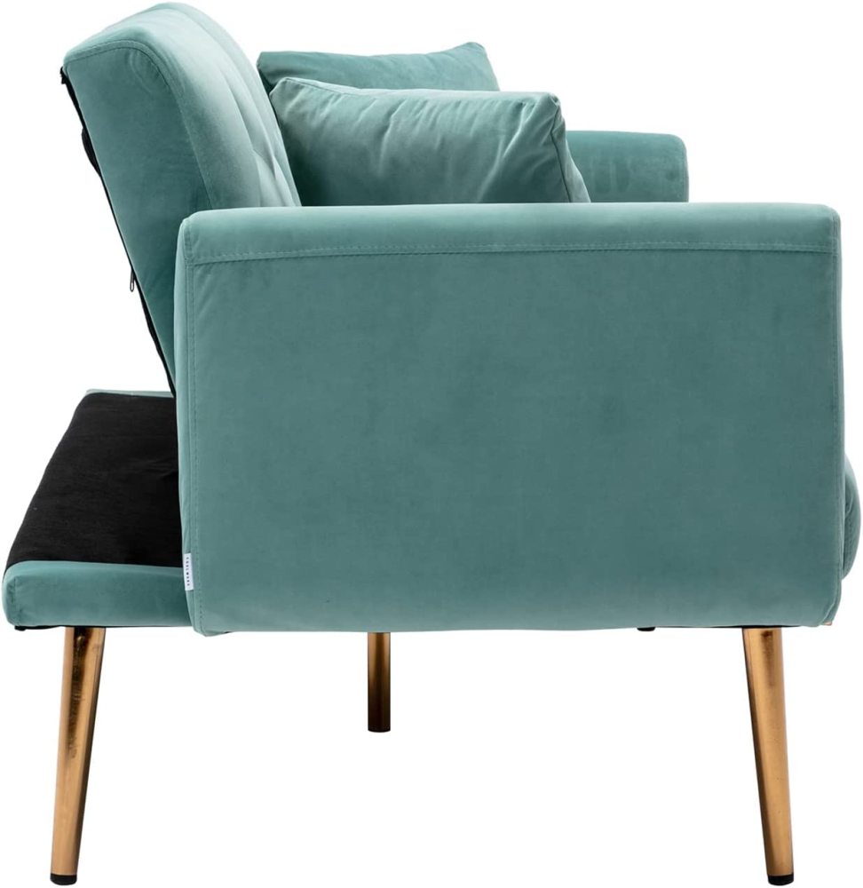 SZLIZCCC 63" Accent Sofa, Mid Century Modern Velvet Fabric Couch， Convertible Futon Sofa Bed ，Recliner Couch Accent Sofa Loveseat Sofa with Gold Metal Feet