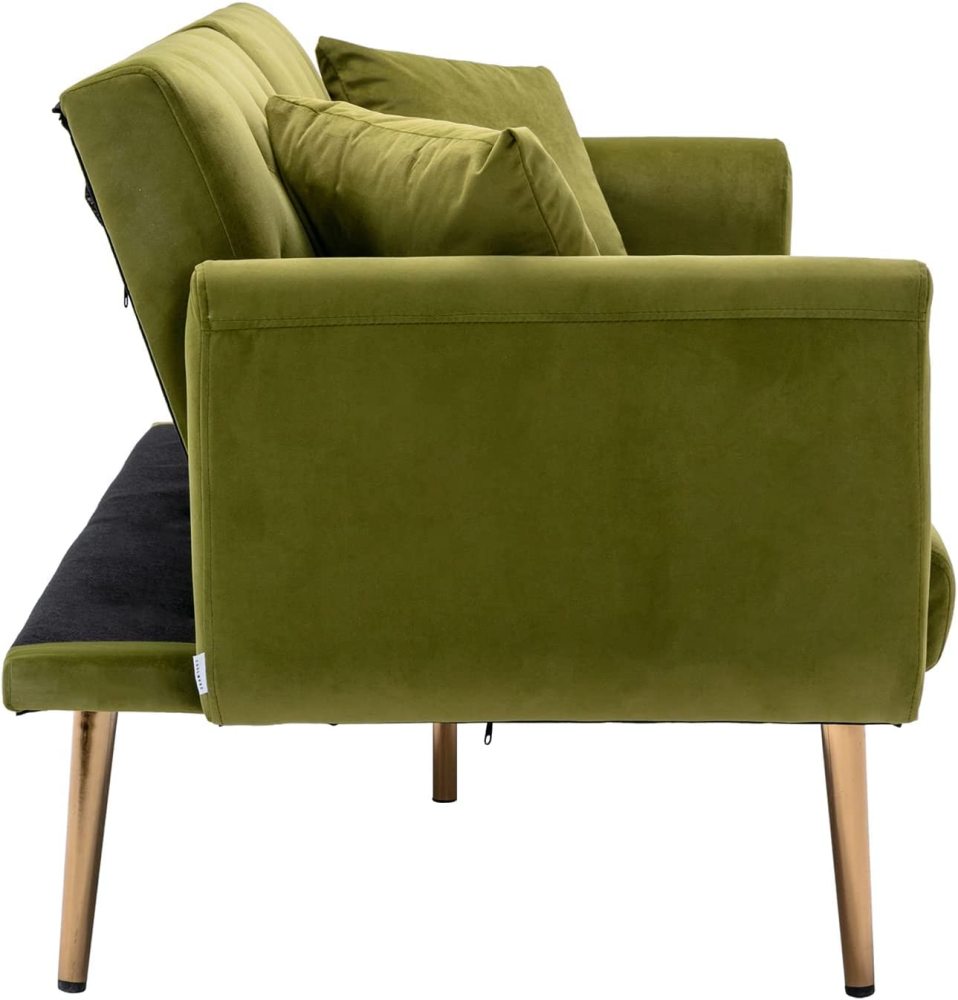 SZLIZCCC 63" Accent Sofa, Mid Century Modern Velvet Fabric Couch， Convertible Futon Sofa Bed ，Recliner Couch Accent Sofa Loveseat Sofa with Gold Metal Feet