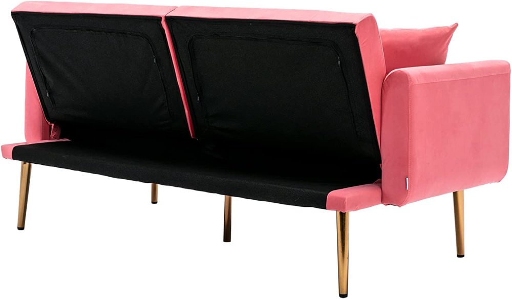 SZLIZCCC 63" Accent Sofa, Mid Century Modern Velvet Fabric Couch， Convertible Futon Sofa Bed ，Recliner Couch Accent Sofa Loveseat Sofa with Gold Metal Feet