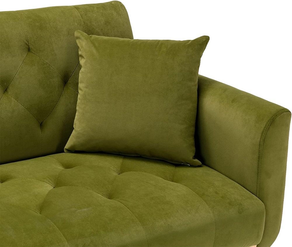 SZLIZCCC 63" Accent Sofa, Mid Century Modern Velvet Fabric Couch， Convertible Futon Sofa Bed ，Recliner Couch Accent Sofa Loveseat Sofa with Gold Metal Feet