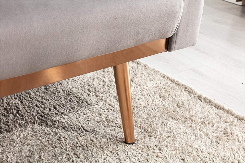 SZLIZCCC 63" Accent Sofa, Mid Century Modern Velvet Fabric Couch， Convertible Futon Sofa Bed ，Recliner Couch Accent Sofa Loveseat Sofa with Gold Metal Feet