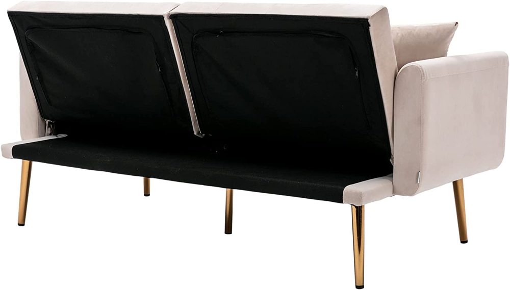 SZLIZCCC 63" Accent Sofa, Mid Century Modern Velvet Fabric Couch， Convertible Futon Sofa Bed ，Recliner Couch Accent Sofa Loveseat Sofa with Gold Metal Feet