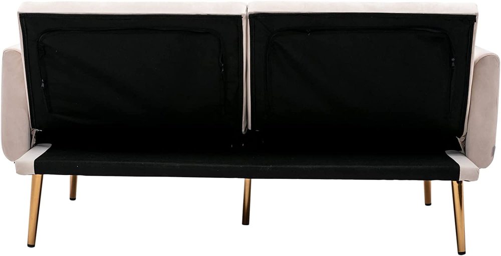 SZLIZCCC 63" Accent Sofa, Mid Century Modern Velvet Fabric Couch， Convertible Futon Sofa Bed ，Recliner Couch Accent Sofa Loveseat Sofa with Gold Metal Feet