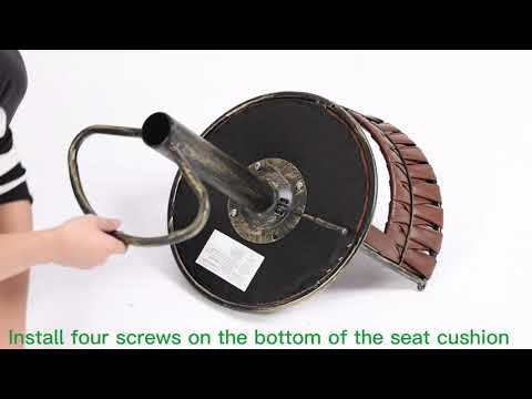 SZLIZCCC PU Leather Bar Stools Set of 1，Woven Counter Height Bar Chairs Mid-Century Modern Barstools 360° Swivel Adjustable Bar Chair with Retro Footrest High Back for Island, Dining Kitchen