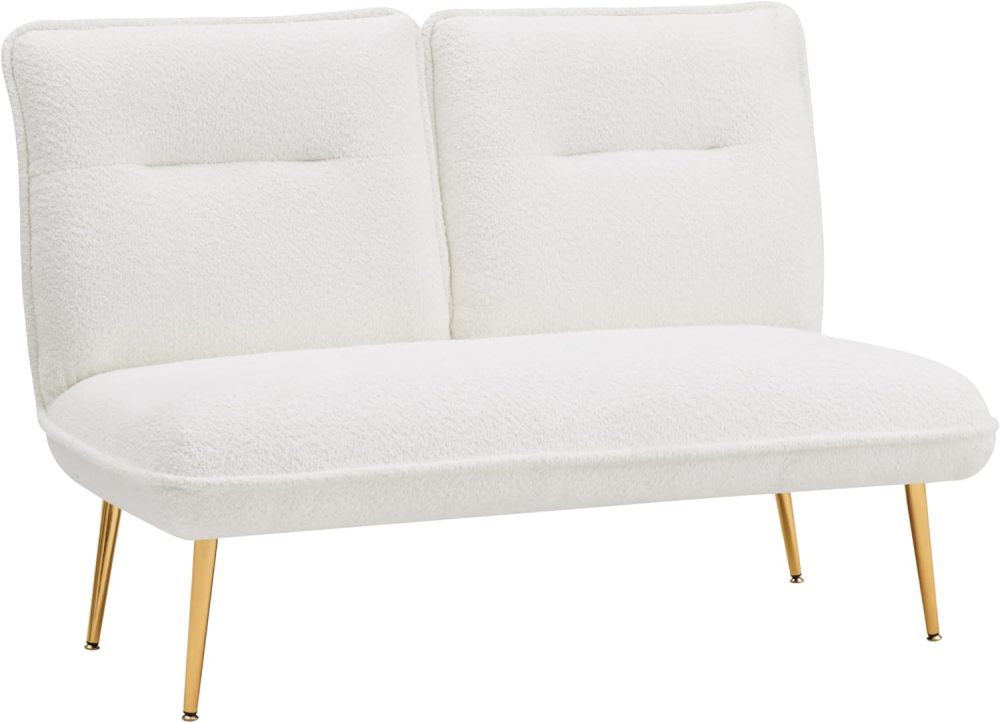 51inch Armless Loveseat Sofa,Mini Small Comfy Couch,Modern Upholstered Chair With Adjustable Back,For Living Room Hallway or Entryway Seating, dressing room, bedroom, apartment (chenille white)