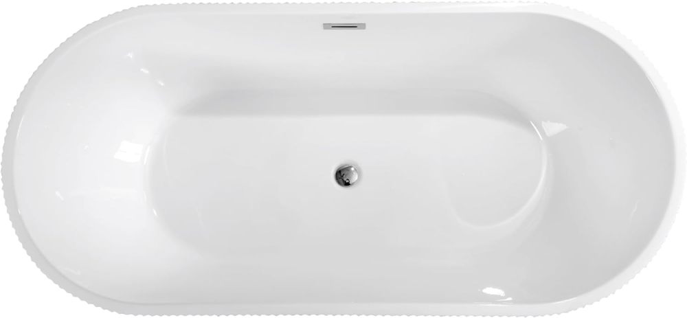 SZLIZCCC 67" Acrylic Freestanding Bathtub, Classic Oval Shape Bath Tub Soaking Tub Deep Bathtub with Unique Pleated Design, Gloss Black Finish, Chrome Overflow & Pop-Up Drain (67" Gloss Black)