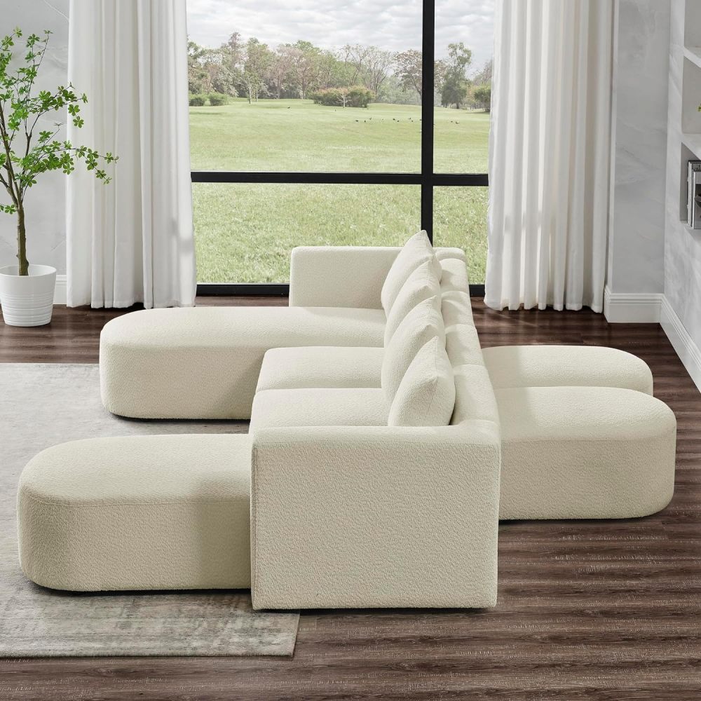 SZLIZCCC L-Shaped Sectional Sofas, U-Shaped Sectional Sofas, Sectional Sofas, DIY Sectional Sofas, Living Room Chaise Lounge Sofas, Ring Yarn Fabrics for Living Room Home Theaters (Beige***)