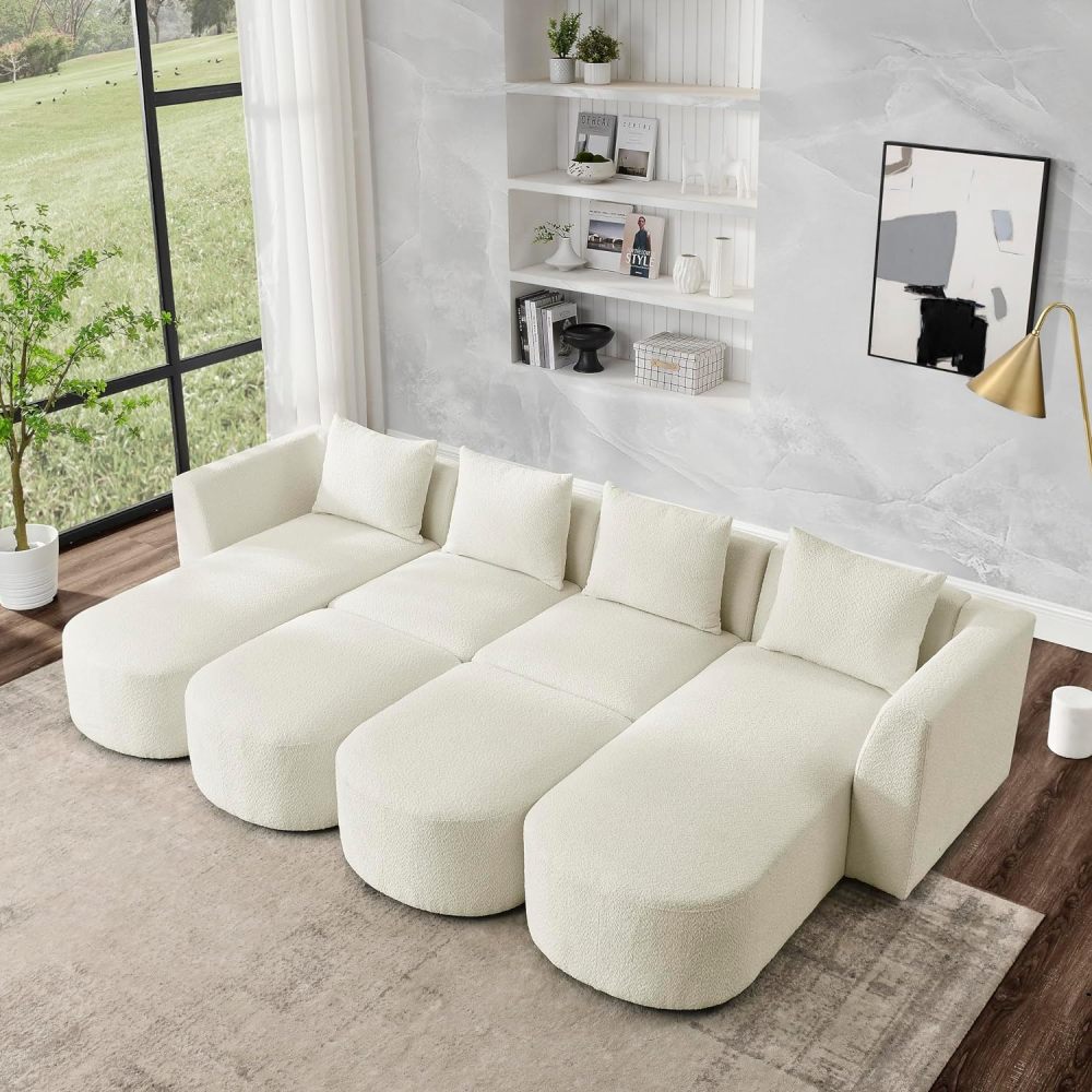 SZLIZCCC L-Shaped Sectional Sofas, U-Shaped Sectional Sofas, Sectional Sofas, DIY Sectional Sofas, Living Room Chaise Lounge Sofas, Ring Yarn Fabrics for Living Room Home Theaters (Beige***)