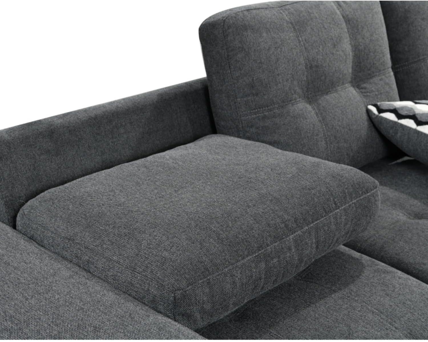 THSUPER L Shape Sectional Sleeper Sofa with Pull Out Bed and Storage Ottoman, 2 Stools and 2 USB Ports, Sectional Couch for Living Room - Dark Gray, 5 Seats