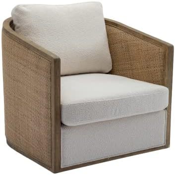 SZLIZCCC Barrel Chair / 360 Degree Swivel Chair, Round Accent Chair, Living Room Swivel Accent Sofa Chair, Club Lounge Armchair for Living Room Bedroom Office (Beige + Velvet)