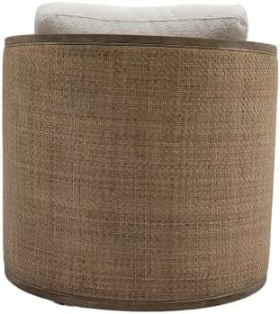 SZLIZCCC Barrel Chair / 360 Degree Swivel Chair, Round Accent Chair, Living Room Swivel Accent Sofa Chair, Club Lounge Armchair for Living Room Bedroom Office (Beige + Velvet)